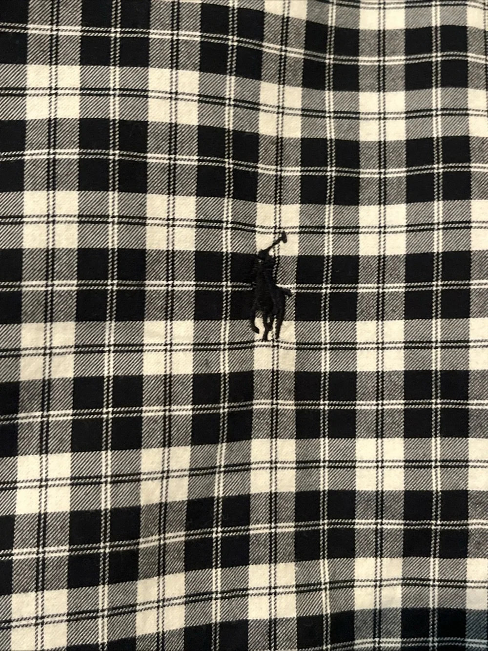 Men’s Polo Ralph Lauren Slim Fit Shirt Black White Checkered Button Up Medium